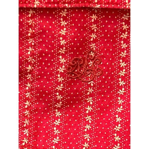 Lauren Ralph Lauren Red White Floral Striped Dot Button Up Cottagecore Prairie - Picture 3 of 7